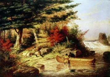 Indians Transporting Furs through the Canadian Wilderness, 1858